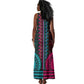 African Dashiki and Polynesian Pattern Tank Maxi Dress Half Teal-Pink