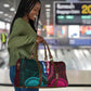 African Dashiki and Polynesian Pattern Travel Bag Half Teal-Pink