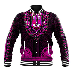 African Dashiki and Polynesian Pattern Baseball Jacket Pink