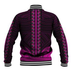 African Dashiki and Polynesian Pattern Baseball Jacket Pink