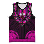 African Dashiki and Polynesian Pattern Basketball Jersey Pink - African Pride