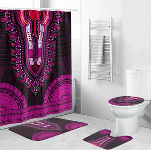 African Dashiki and Polynesian Pattern Bathroom Set Pink