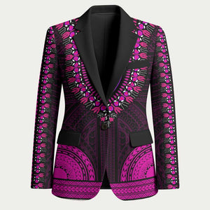African Dashiki and Polynesian Pattern Blazer Pink
