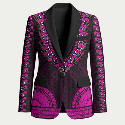 African Dashiki and Polynesian Pattern Blazer Pink