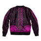 African Dashiki and Polynesian Pattern Bomber Jacket Pink