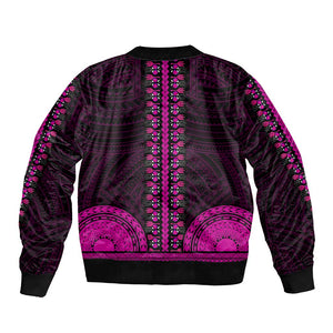 African Dashiki and Polynesian Pattern Bomber Jacket Pink