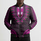 African Dashiki and Polynesian Pattern Bomber Puffer Jacket Pink