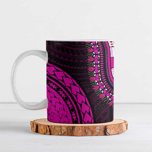 African Dashiki and Polynesian Pattern Ceramic Mug Pink