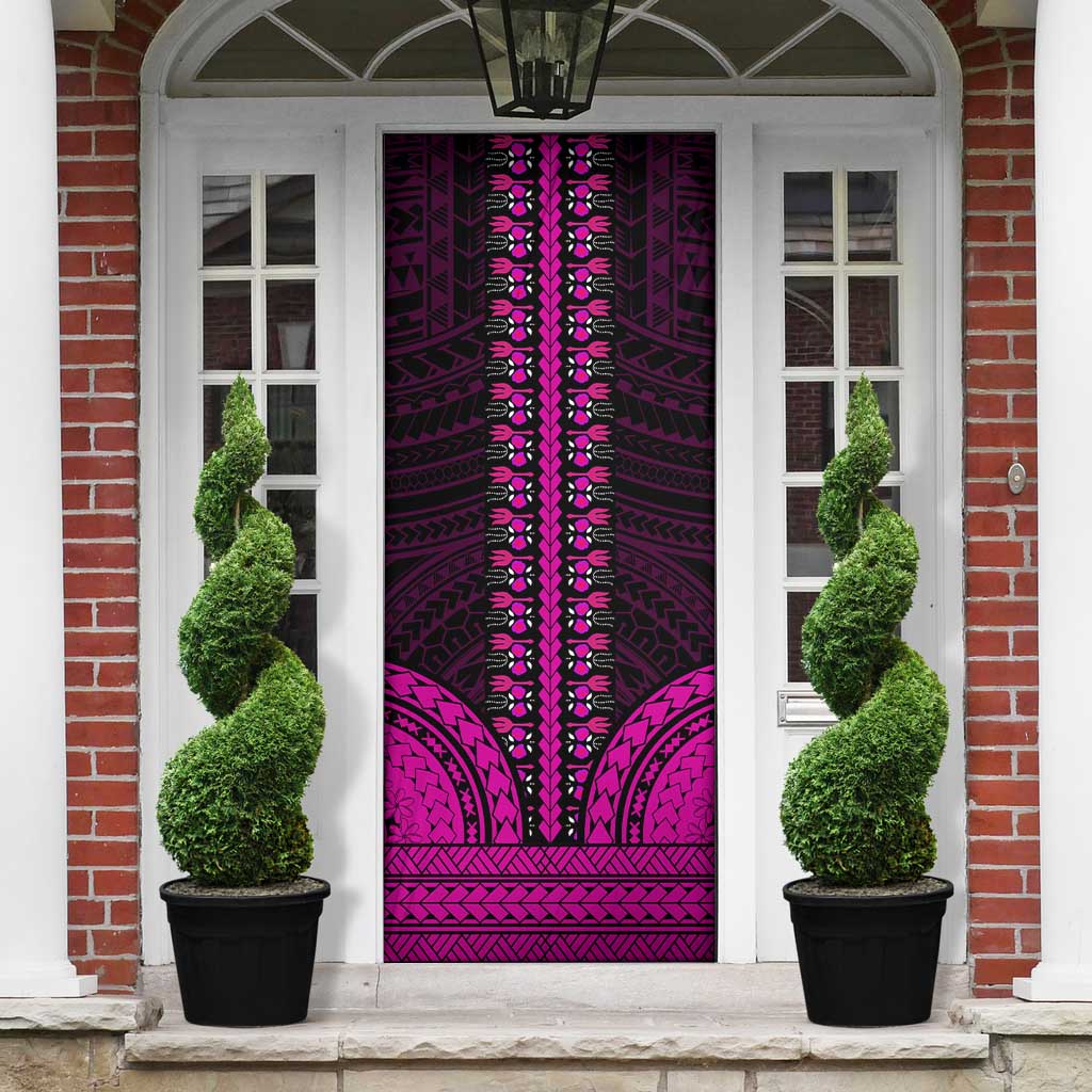 African Dashiki and Polynesian Pattern Door Cover Pink