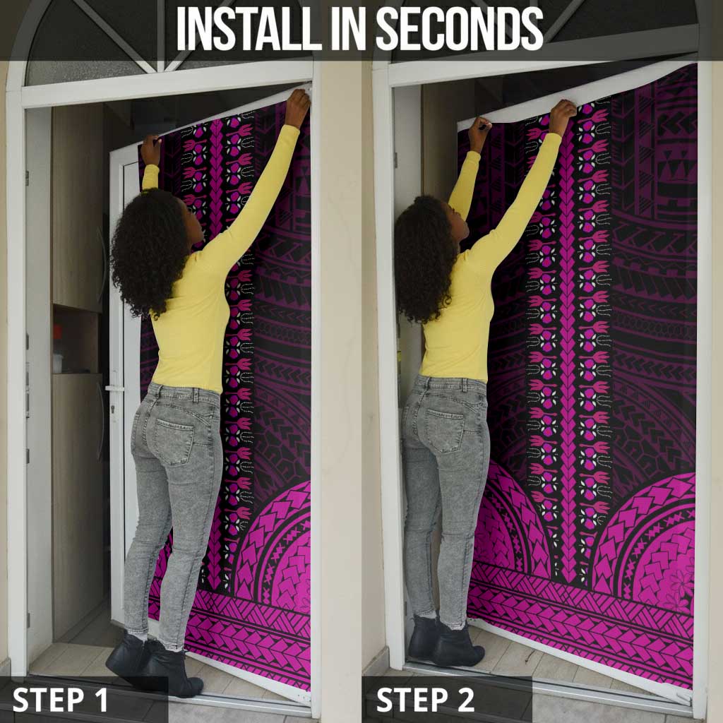 African Dashiki and Polynesian Pattern Door Cover Pink