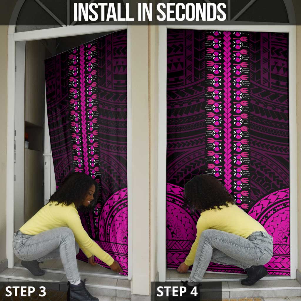 African Dashiki and Polynesian Pattern Door Cover Pink
