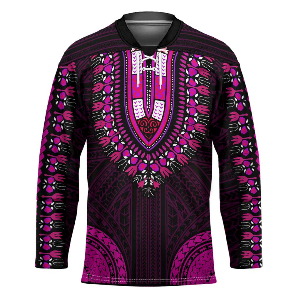 African Dashiki and Polynesian Pattern Hockey Jersey Pink