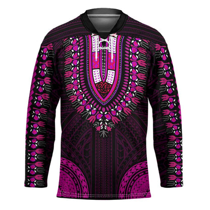 African Dashiki and Polynesian Pattern Hockey Jersey Pink