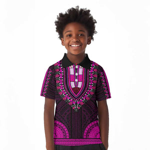 African Dashiki and Polynesian Pattern Kid Polo Shirt Pink