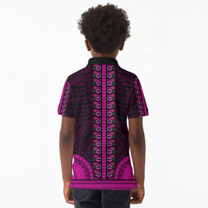 African Dashiki and Polynesian Pattern Kid Polo Shirt Pink