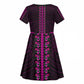 African Dashiki and Polynesian Pattern Kid Short Sleeve Dress Pink