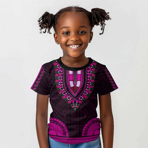 African Dashiki and Polynesian Pattern Kid T shirt Pink
