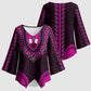 African Dashiki and Polynesian Pattern Kimono Sleeve Blouse Pink