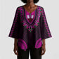 African Dashiki and Polynesian Pattern Kimono Sleeve Blouse Pink