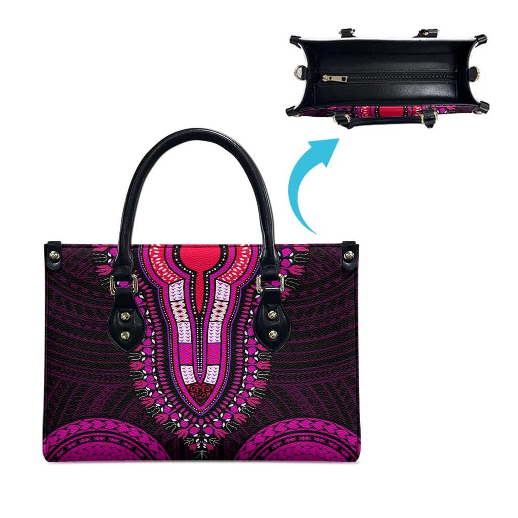 African Dashiki and Polynesian Pattern Leather Bag Pink