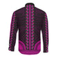 African Dashiki and Polynesian Pattern Long Sleeve Button Shirt Pink