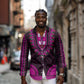 African Dashiki and Polynesian Pattern Long Sleeve Button Shirt Pink