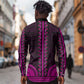 African Dashiki and Polynesian Pattern Long Sleeve Button Shirt Pink