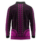 African Dashiki and Polynesian Pattern Long Sleeve Polo Shirt Pink