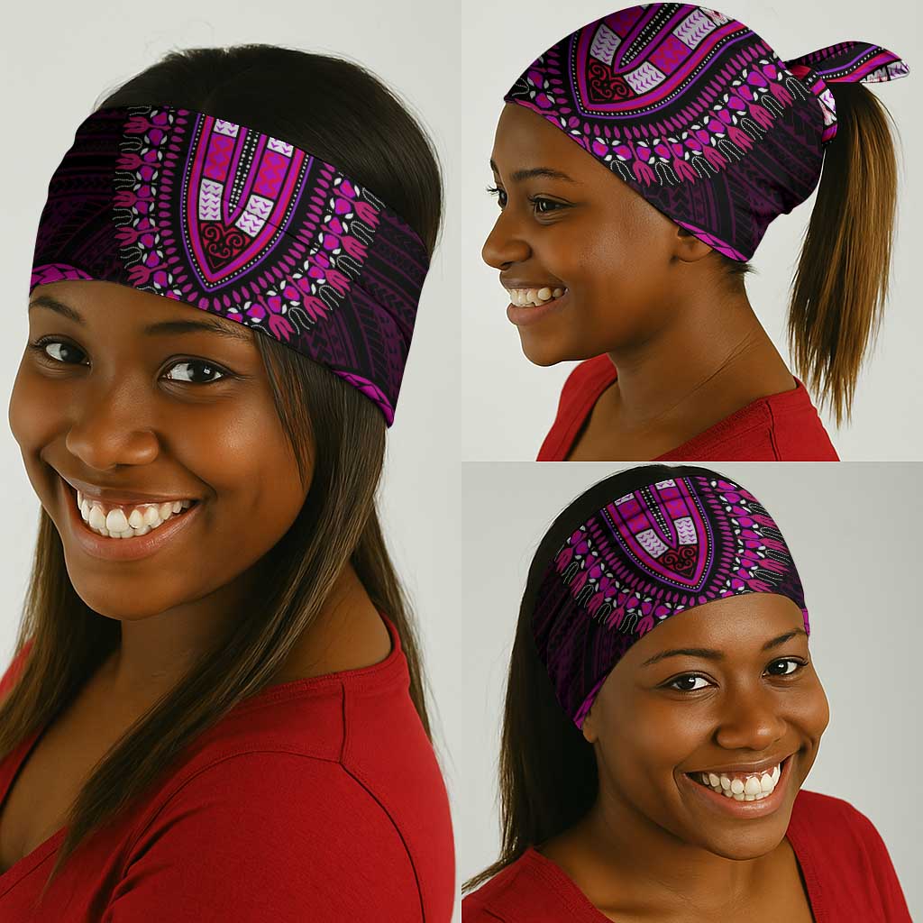 African Dashiki and Polynesian Pattern Neck Gaiter Pink LT9