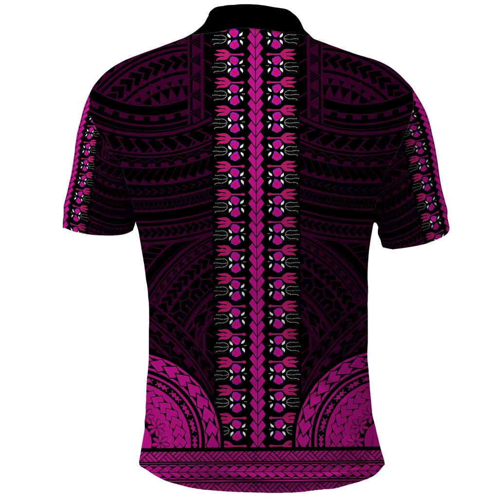 African Dashiki and Polynesian Pattern Polo Shirt Pink