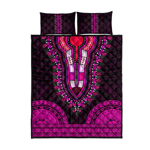 African Dashiki and Polynesian Pattern Quilt Bed Set Pink