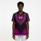 African Dashiki and Polynesian Pattern Scrub Top Pink