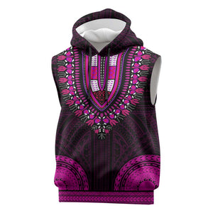 African Dashiki and Polynesian Pattern Sleeveless Hoodie Pink - African Pride