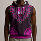 African Dashiki and Polynesian Pattern Sleeveless Hoodie Pink - African Pride
