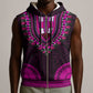 African Dashiki and Polynesian Pattern Sleeveless Zip Hoodie Pink - African Pride