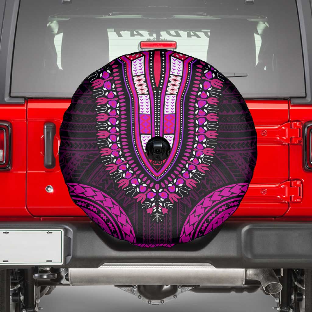 African Dashiki and Polynesian Pattern Spare Tire Cover Pink