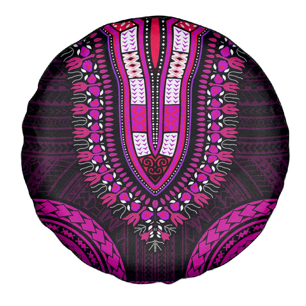 African Dashiki and Polynesian Pattern Spare Tire Cover Pink