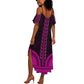 African Dashiki and Polynesian Pattern Summer Maxi Dress Pink