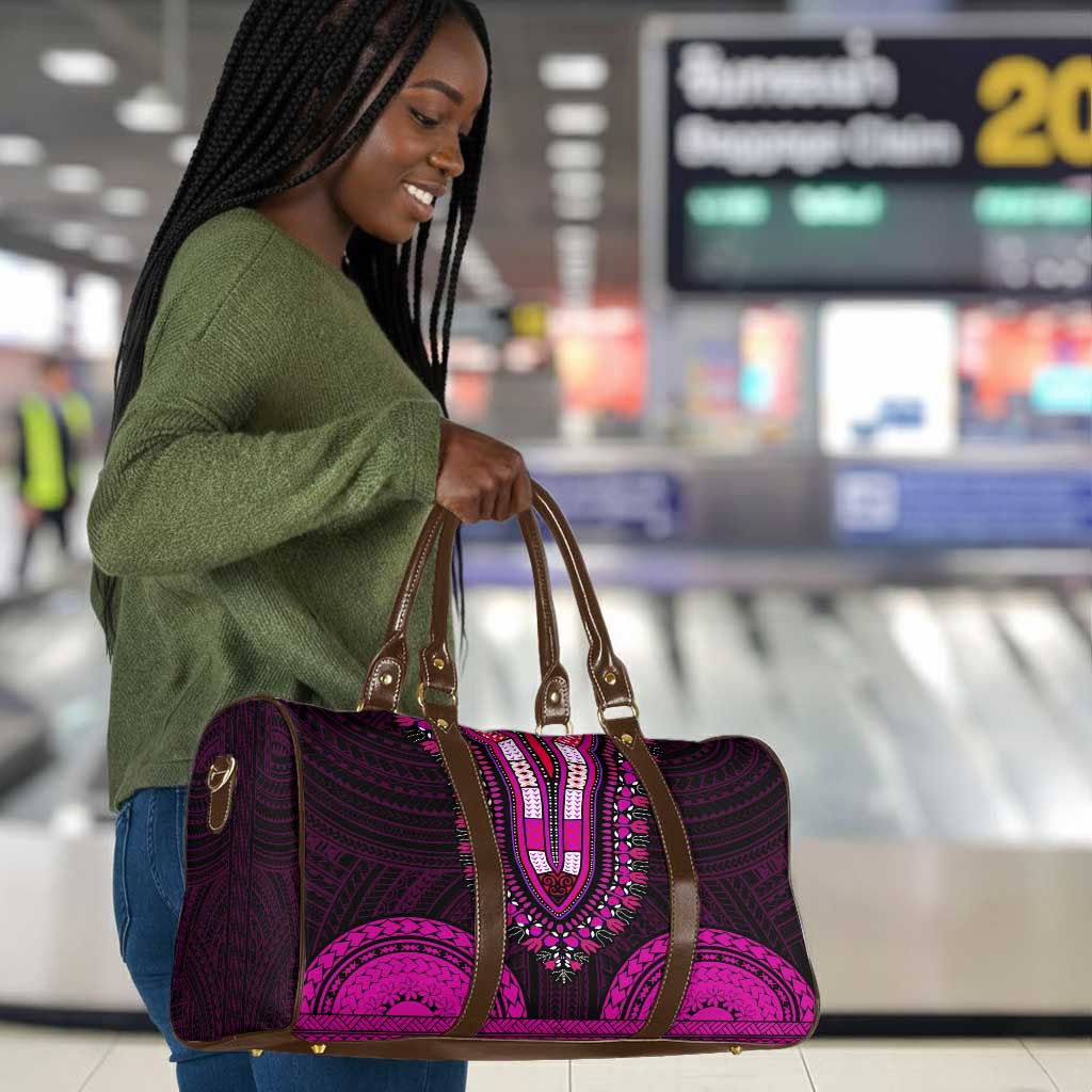 African Dashiki and Polynesian Pattern Travel Bag Pink