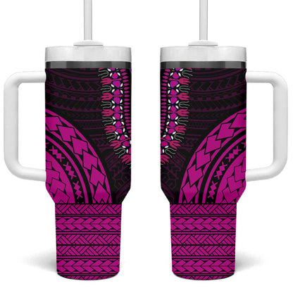African Dashiki and Polynesian Pattern Tumbler With Handle Pink