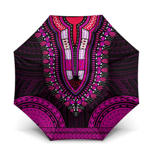 African Dashiki and Polynesian Pattern Umbrella Pink