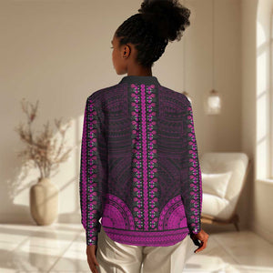 African Dashiki and Polynesian Pattern Women Casual Shirt Pink LT9