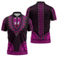 African Dashiki and Polynesian Pattern Zipper Polo Shirt Pink