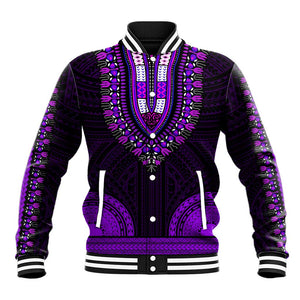 African Dashiki and Polynesian Pattern Baseball Jacket Purple