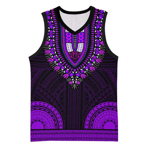 African Dashiki and Polynesian Pattern Basketball Jersey Purple - African Pride