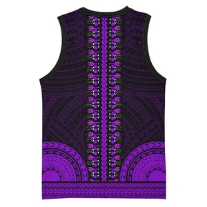 African Dashiki and Polynesian Pattern Basketball Jersey Purple - African Pride