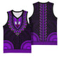 African Dashiki and Polynesian Pattern Basketball Jersey Purple - African Pride