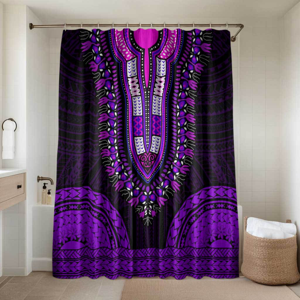 African Dashiki and Polynesian Pattern Bathroom Set Purple