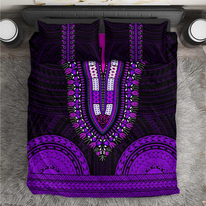 African Dashiki and Polynesian Pattern Bedding Set Purple