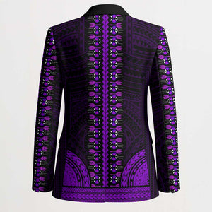 African Dashiki and Polynesian Pattern Blazer Purple